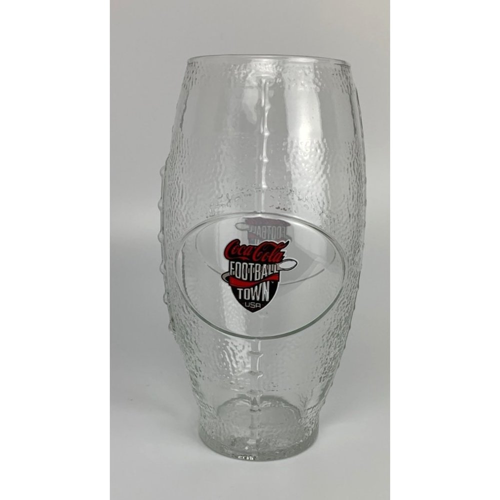 Coca-Cola football town USA 23 oz Libbey Glass Tumblers Football Shape